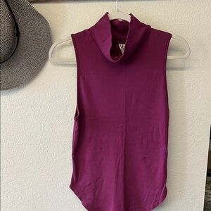 NWOT Free People Sleeveless Purple Turtleneck Top